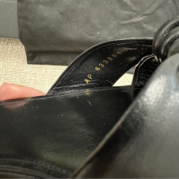 Saint Laurent Black Bianca Flat Sandals with Bow Detail - Picture 7 of 9